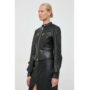 Kožená bunda Pinko dámska, čierna farba, prechodná, 102161.A1AS