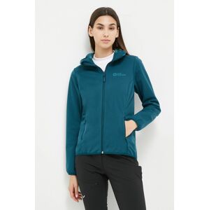 Turistická bunda Jack Wolfskin Windhain Hoody tyrkysová farba