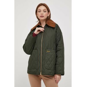 Bunda Barbour Woodhall dámska, zelená farba, prechodná, oversize