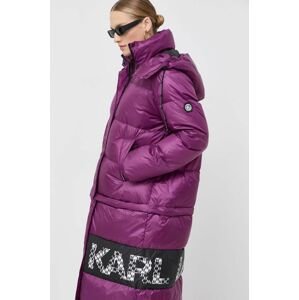 Páperová bunda Karl Lagerfeld dámska, fialová farba, zimná