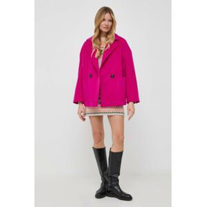 Vlnený kabát MAX&Co. ružová farba, prechodný, oversize
