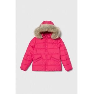 Detská páperová bunda Tommy Hilfiger ružová farba