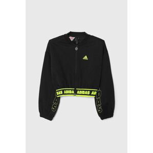 Detská mikina adidas JG D CROP BMBER čierna farba, s potlačou