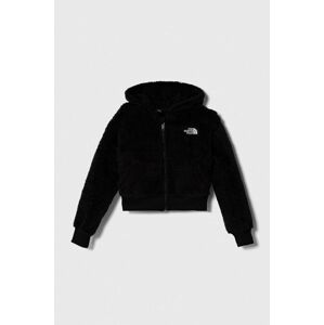 Detská mikina The North Face G SUAVE OSO F/Z HOODED JACKET čierna farba, s kapucňou, jednofarebná