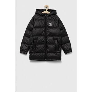 Detská páperová bunda adidas Originals DOWN JACKET ELO čierna farba