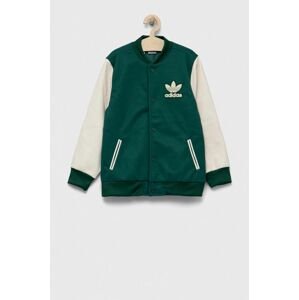 Detská bunda bomber adidas Originals zelená farba