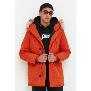 Bunda Superdry pánska, oranžová farba, zimná