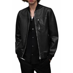 Kožená bunda AllSaints Tyro pánska, čierna farba, prechodná