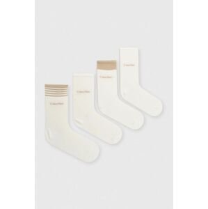 Ponožky Calvin Klein 4-pak dámske, biela farba