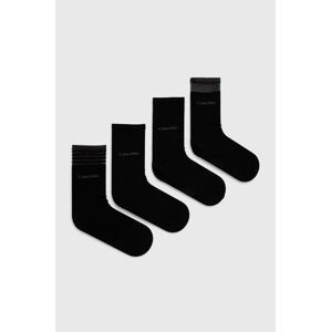 Ponožky Calvin Klein 4-pak dámske, čierna farba