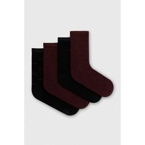 Ponožky Calvin Klein 4-pak dámske, bordová farba
