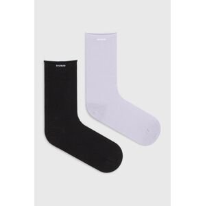 Ponožky HUGO 2-pak dámske, fialová farba