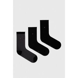 Ponožky Tommy Hilfiger 3-pak dámske, čierna farba