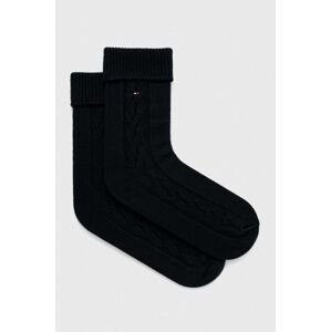 Ponožky s prímesou vlny Tommy Hilfiger tmavomodrá farba