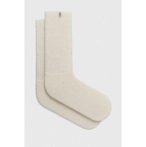 Ponožky s prímesou vlny UGG biela farba