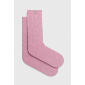 Ponožky s prímesou vlny UGG hnedá farba