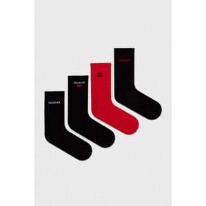 Ponožky HUGO 4-pak dámske, čierna farba