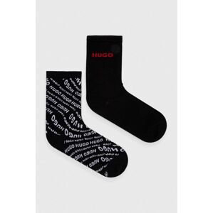 Ponožky HUGO 2-pak dámske, čierna farba