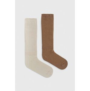 Ponožky Hollister Co. 2-pak dámske, hnedá farba