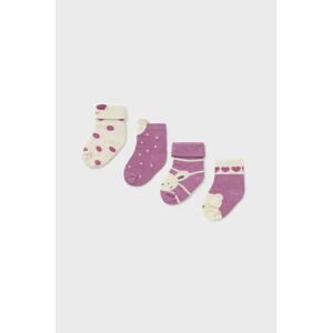 Ponožky pre bábätká Mayoral Newborn Gift box 4-pak fialová farba