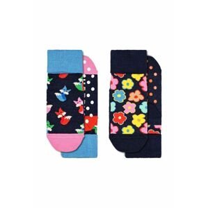 Detské ponožky Happy Socks Antislip Fox & Flower 2-pak tmavomodrá farba