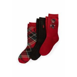 Detské ponožky Polo Ralph Lauren 3-pak červená farba