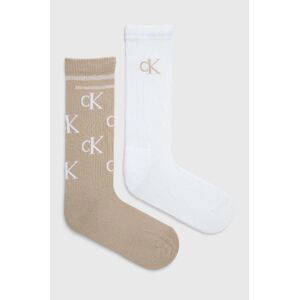 Ponožky Calvin Klein Jeans 2-pak pánske, béžová farba