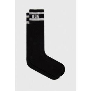 Ponožky UGG LATHAN LOGO CREW SOCK pánske, čierna farba