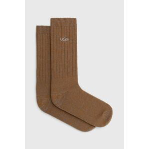 Ponožky UGG pánske, hnedá farba