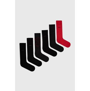 Ponožky BOSS 6-pak pánske, červená farba