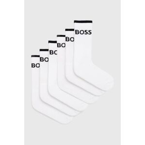 Ponožky BOSS 6-pak pánske, biela farba