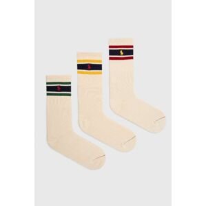 Ponožky Polo Ralph Lauren 3-pak pánske, béžová farba