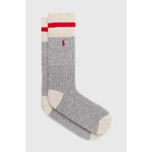 Vlnené ponožky Polo Ralph Lauren šedá farba