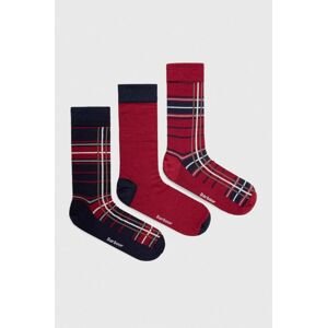 Ponožky Barbour 3-pak pánske, bordová farba