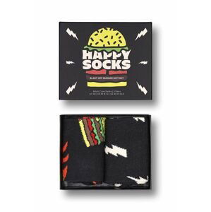 Ponožky Happy Socks Blast Off Burger Socks 2-pak čierna farba