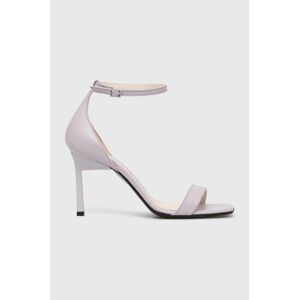 Kožené sandále Calvin Klein GEO STILETTO SANDAL fialová farba, HW0HW01610