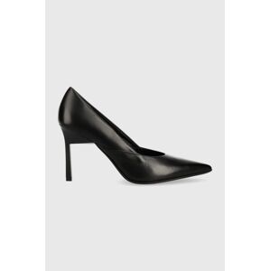 Kožené ihličky Calvin Klein GEO STILETTO PUMP 90 čierna farba, HW0HW01769