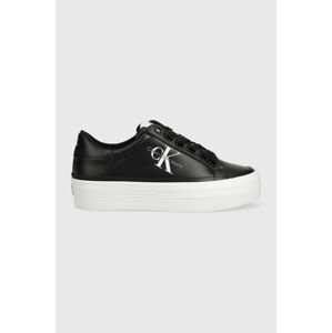 Tenisky Calvin Klein Jeans VULC FLATFORM LACEUP čierna farba, YW0YW01037