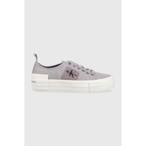 Tenisky Calvin Klein Jeans BOLD VULC FLATF LACE dámske, fialová farba, YW0YW01039