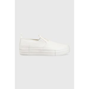 Tenisky Calvin Klein Jeans BOLD VULC FLATF SLIP dámske, biela farba, YW0YW01040