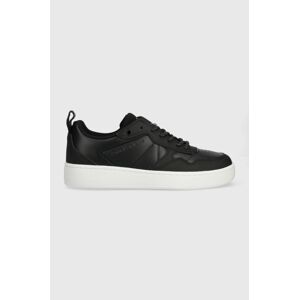 Kožené tenisky Calvin Klein Jeans BASKET CUPSOLE LACEU čierna farba, YW0YW01050