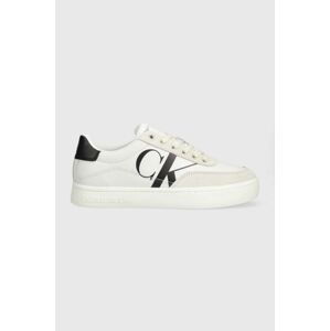 Kožené tenisky Calvin Klein Jeans CLASSIC CUPSOLE LACE biela farba, YW0YW01057