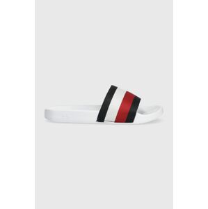 Šľapky Tommy Hilfiger ESSENTIAL CORP SLIDE dámske, biela farba, FW0FW07256