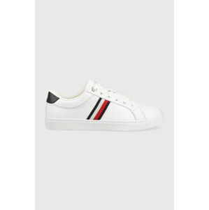 Kožené tenisky Tommy Hilfiger ESSENTIAL WEBBING CUPSOLE biela farba, FW0FW07378