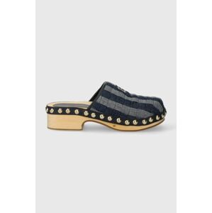 Šľapky Tommy Hilfiger TH DENIM CONTRAST CLOG dámske, tmavomodrá farba, na platforme, FW0FW07410