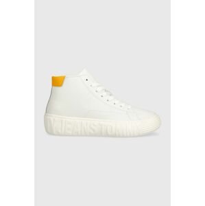 Kožené tenisky Tommy Jeans TJW NEW CUPSOLE LEATHER biela farba, EN0EN02213