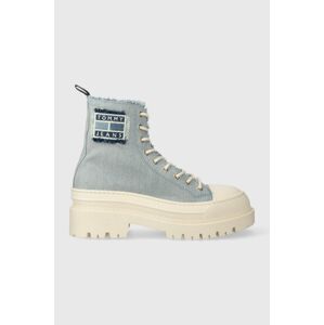 Tenisky Tommy Jeans TJW FOXING DENIM BOOT dámske, EN0EN02348