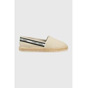 Espadrilky Tommy Jeans TJW FLATFORM WEBBING béžová farba, EN0EN02362