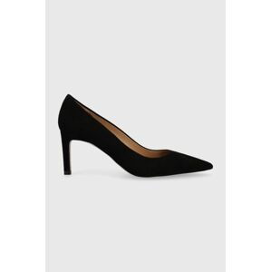 Semišové lodičky BOSS Janet Pump 70-S_N čierna farba, 50498810