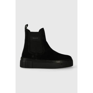 Semišové topánky Gant Snowmont dámske, čierna farba, na plochom podpätku, zateplené, 27553397.G00